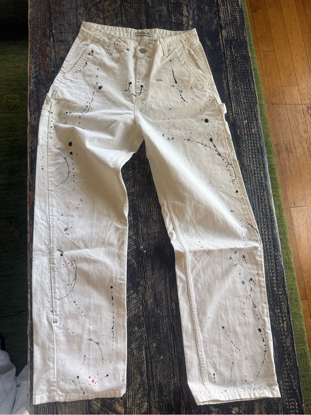 Women’s White Paint-Splatter Work Pants